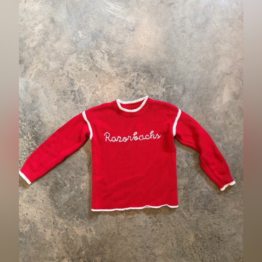 Arkansas Razorbacks Red Knit Sweater with White Trim